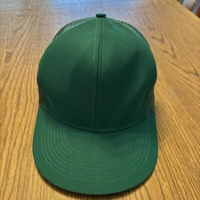 Green Trucker Hat Adult Mesh Back Foam Front Flat Brim RAN Brand. Plain Green
