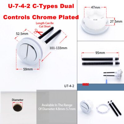 Round Single/Dual Flush Toilet Cistern Push Button Fitting Replace Water Saving