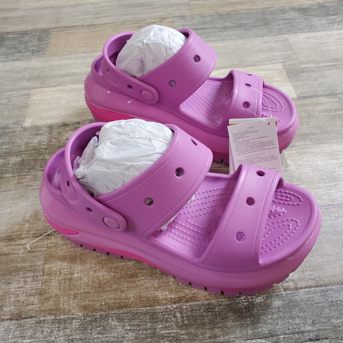 Crocs Mega Crush Sandals Womens Sz12 Mens Sz10 Pink for sale