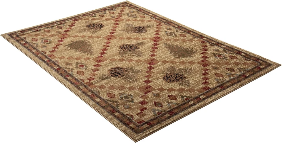 8x10 (7'10" x 9'10") Lodge Cabin Pinecone Pine Forest Area Rug  *FREE SHIPPING* - Image 2 of 4