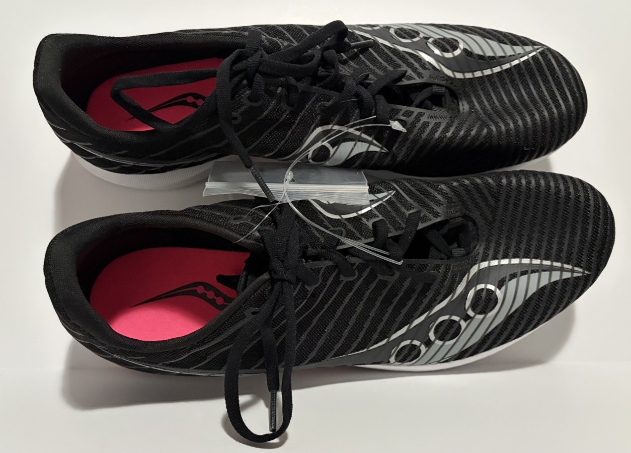 NEW Saucony Velocity MP Black ViZi - Size 12 - S29099-85 - Removable Spikes thumbnail 2