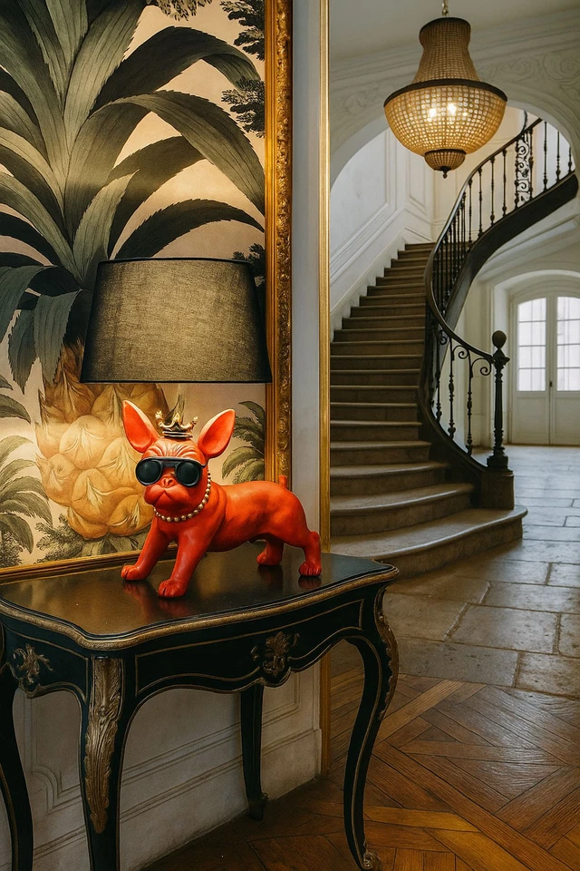 Leuchte Hund Hundefigur Nachttischlampe Nachttischleuchte französische Bulldogge - Bild 3 von 4