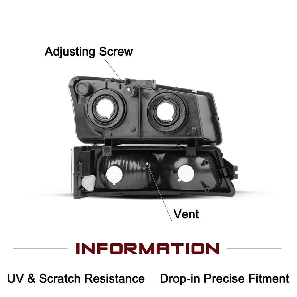 Faros cromados + luz de parachoques para Chevrolet Silverado 1500 2500HD 2003-2006 Foto 3 de 4