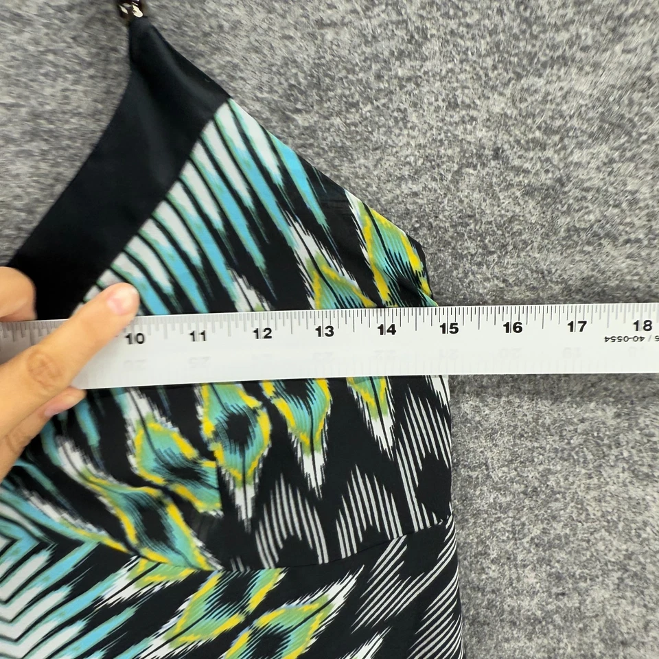 Pullover MixIt Top Mujer S Pequeño Negro Rayas Sin Mangas Halter Cuello Forrado Foto 3 de 4