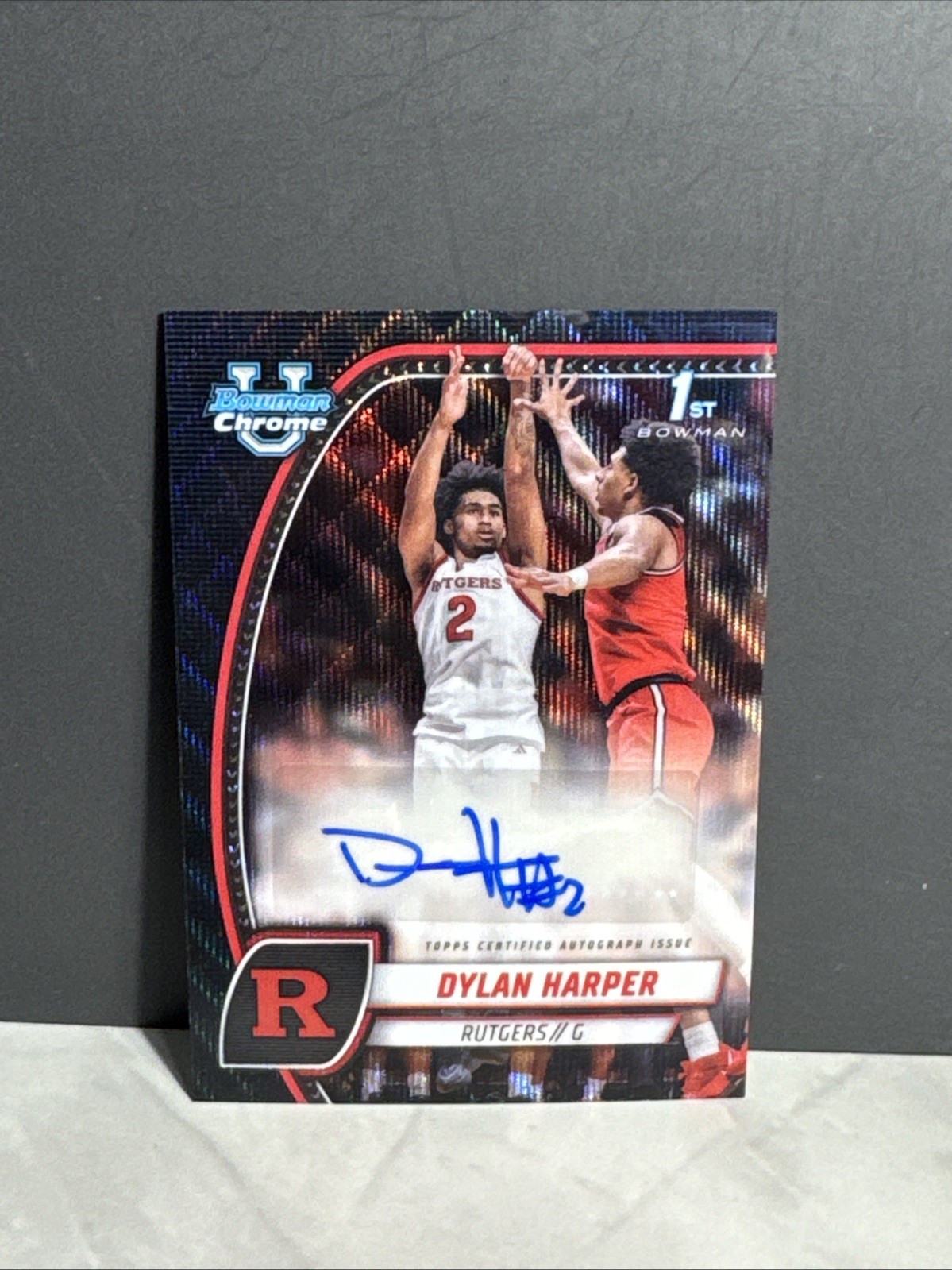 2024-25 Bowman U Chrome #22 Dylan Harper 1st Black Wave Refractor Auto Spurs