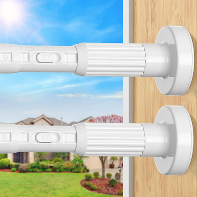 2 Pack White Long Tension Curtain Rod 41-146 Inch Outdoor Tension Shower Curtain