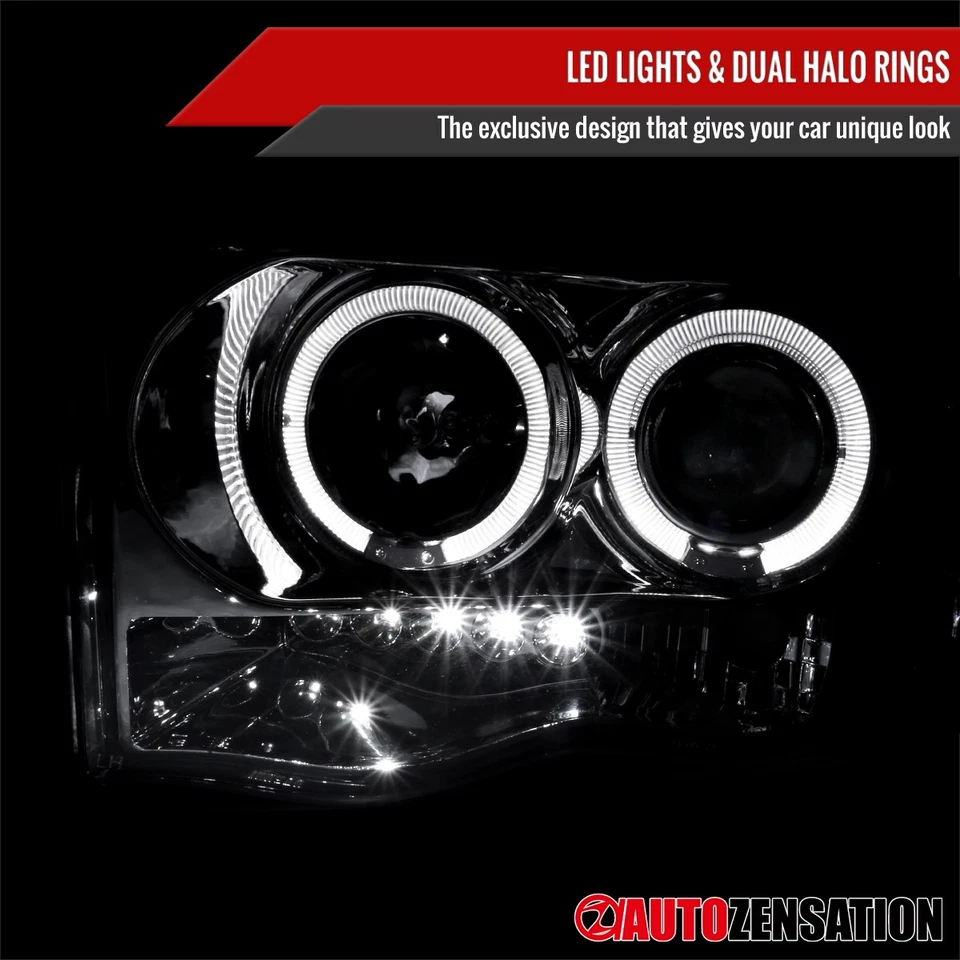 Fits 2002-2005 Dodge Ram 1500 2500 3500 LED Halo Projector Headlights Lamp 02-05 - Image 4 of 4