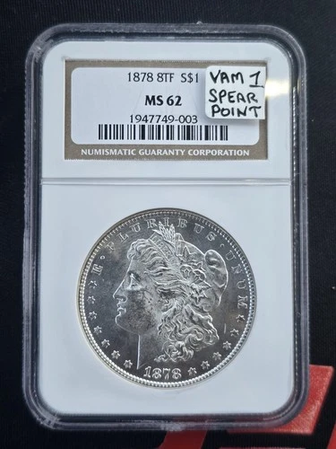 1878 8 TF Tail Feathers Morgan Silver Dollar MS 62