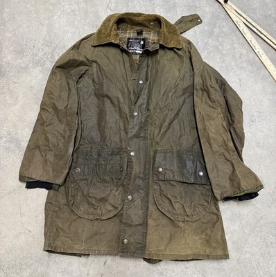Britton Radbourne Waxed Olive Jacket Barbour Style Green Preppy Coat Size Small