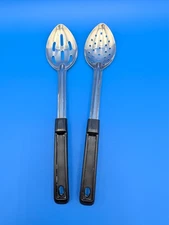 Set of 2 Vintage Long Handle Slotted Serving Spoon Stainless 13.5”