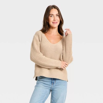 Women Wide V-Neck Pullover Sweater - Universal Thread