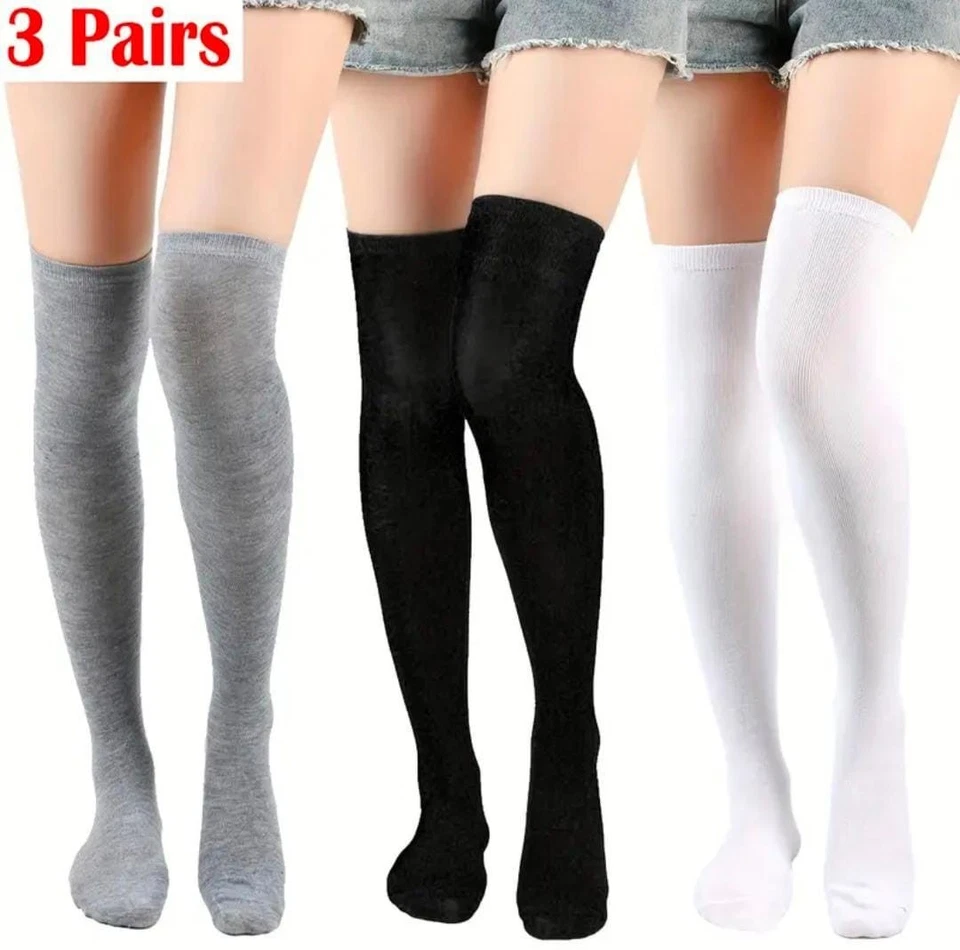 3 pares de coloridas medias sobre la rodilla para mujer, disfraces y baile Foto 2 de 4