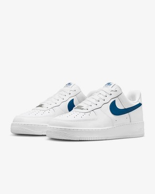 NEW Air Force 1 '07 Men's Size 12.5 White/Court Blue-White FJ4146 123 Fast Ship