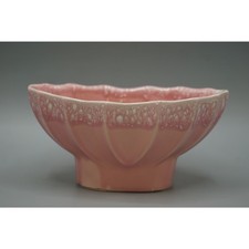 Cookson Pottery CP-3206 USA Pink White Drip Glaze Pedestal Compote Planter MCM