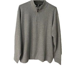 Lands' End Sweater Men's 2XL Gray Bedford Rib 1/4 Zip Pullover Casual Knit