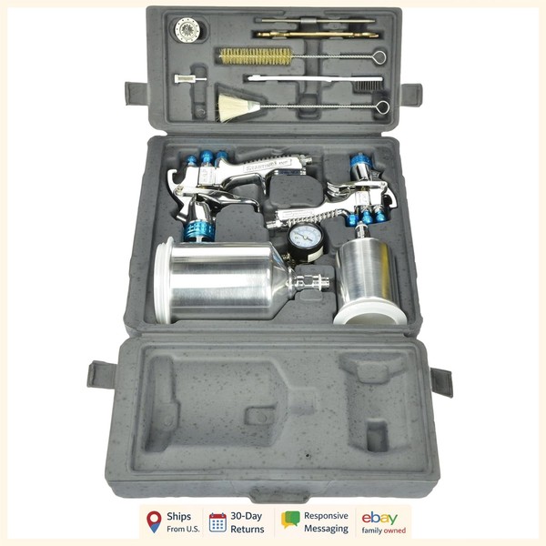 Gravity Spray Gun Kit for Base Coats and Clear Coats with Accessories Included