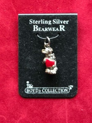 Teddybär mit rotem Herz Boyds Bearwear Sterlingsilber Charm Anhänger Neu im Karton
