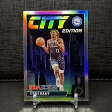 2023-24 NBA Hoops Premium Stock - City Edition Tyrese Maxey #18 Silver Prizm