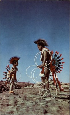 Winslow Arizona Laguna Indian Hoop Dancer Tony Purley & son unused postcard