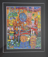 Friedensreich Hundertwasser "DAS 30 TAGE FAX",Farboffset mit Metallfolie gerahmt