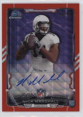 2015 Bowman Chrome Rookie Red Wave Refractor 5/25 Nick Marshall Auto RC 19n6