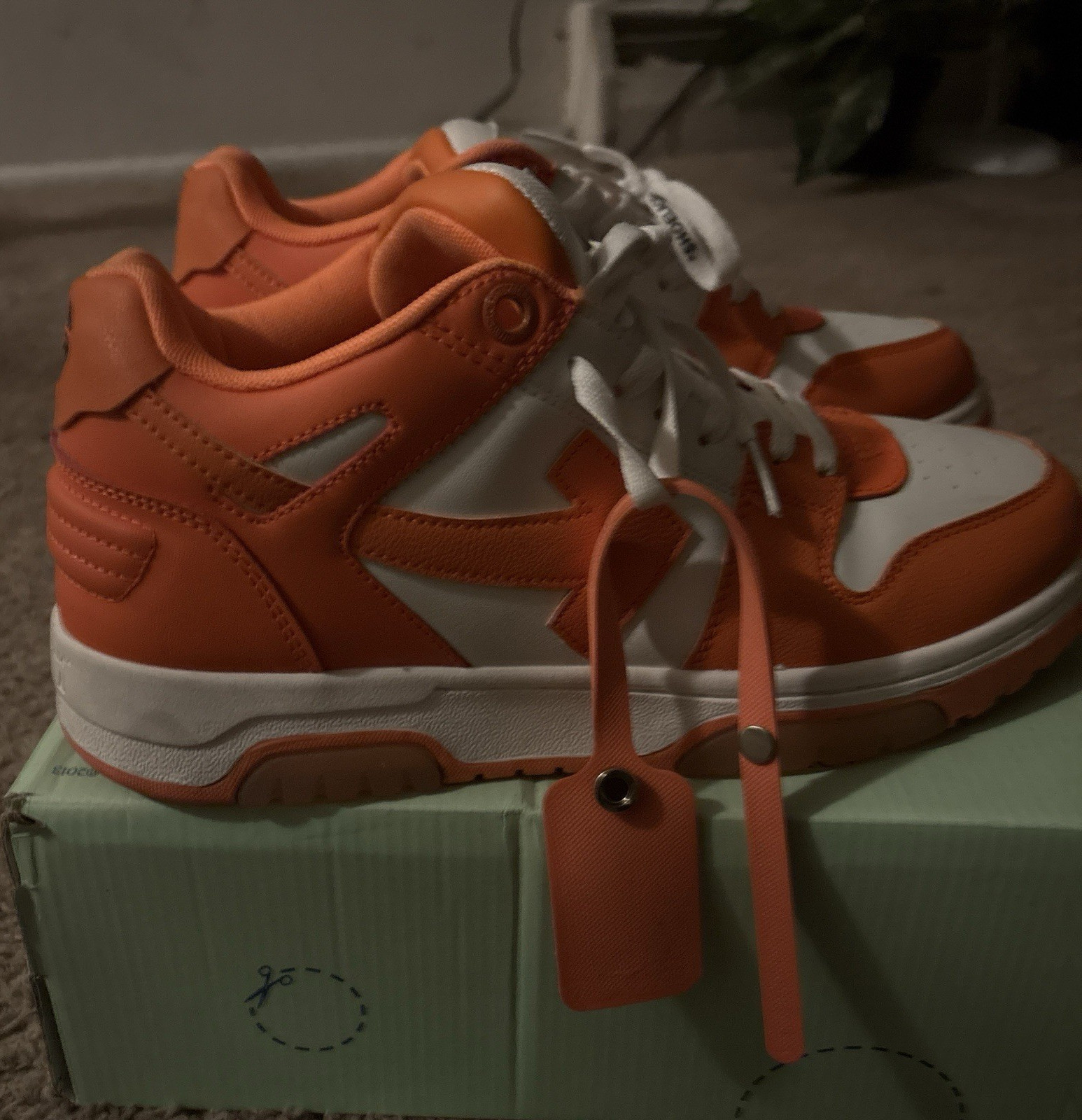 Off-White Out Of Office Orange White Leather Low Top Athletic Sneakers