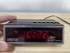 Spartus Vintage Red LED Alarm Clock Snooze Model 1108 Battery Backup
