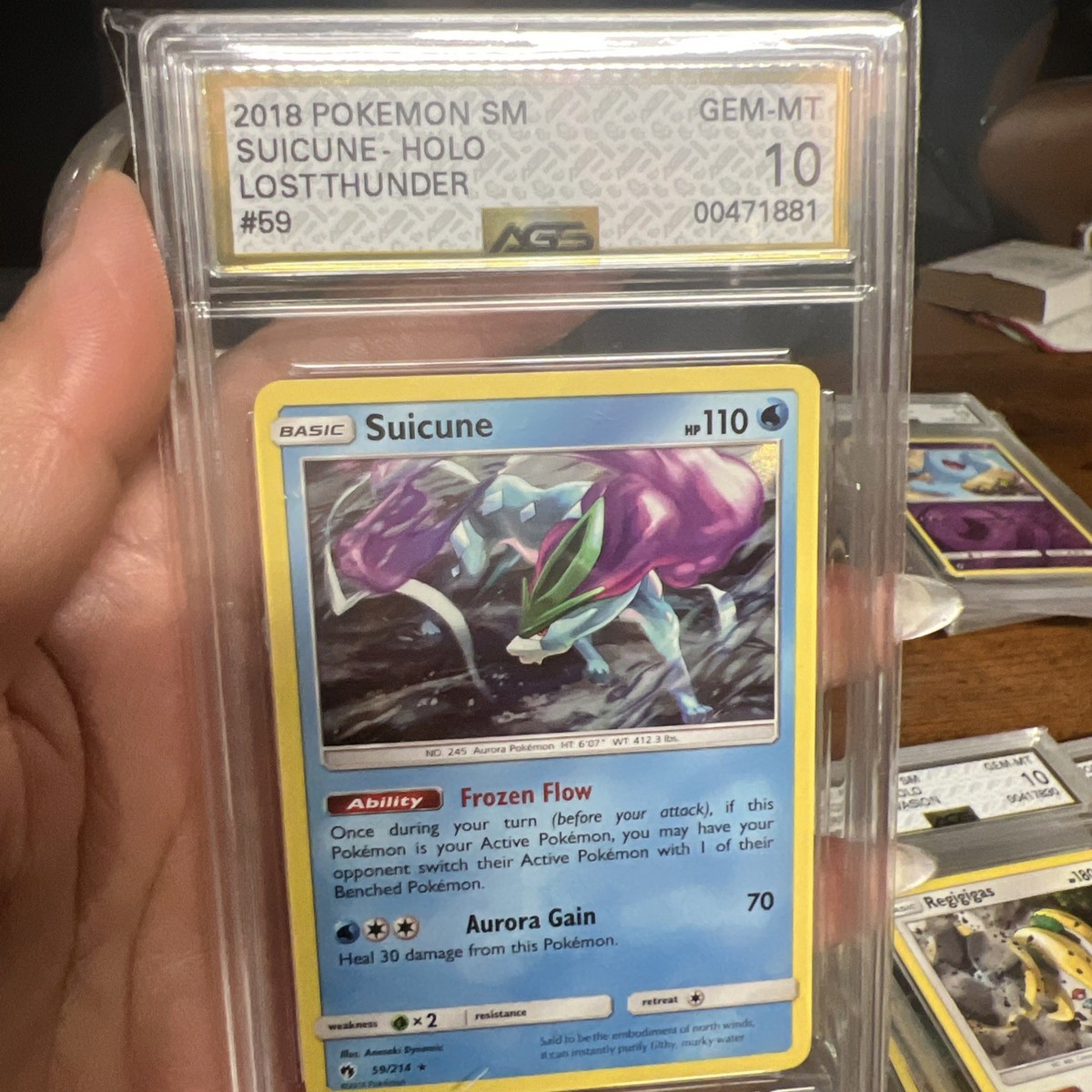 2018 Pokemon Sun & Moon Lost Thunder Suicune Holo #59 Graded AGS