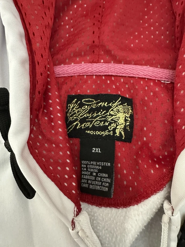 Винтажный Y2K Akademiks Classics куртка белый красный разминка куртка полный молнии мужской размер 2XL - Изображение 4 из 4