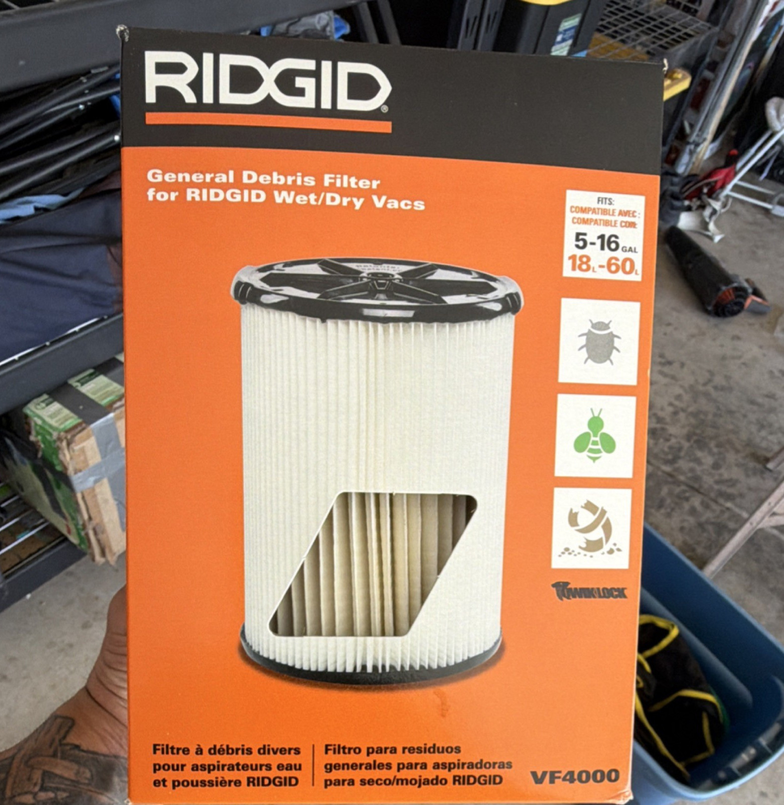 RIDGID VF4000 General Debris Filter Wet/Dry Compatible for Vacuums