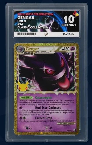 Gengar Prime 94/102 Pokemon 30th Celebration 30th Anniversary - ACE 10 GEM MINT