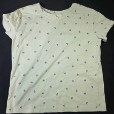 Cat Jack Girls T-Shirt Size M 8 Light Green Purple Floral Short Sleeve Tee