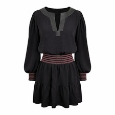 Emily Mccarthy Frankie Dress Sz XL Black Resort Minimalist Smocked Waist