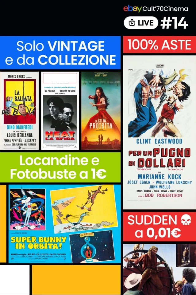 #14 LIVE - Cult70Cinema - Archivio Cinema Vintage Aste da 1€ + Sudden Death