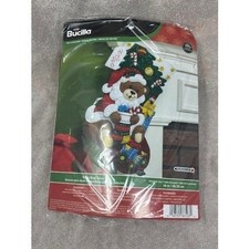 Bucilla Teddy Bear Santa Felt Christmas Stocking Kit 18 Inch HB86503 DIY New