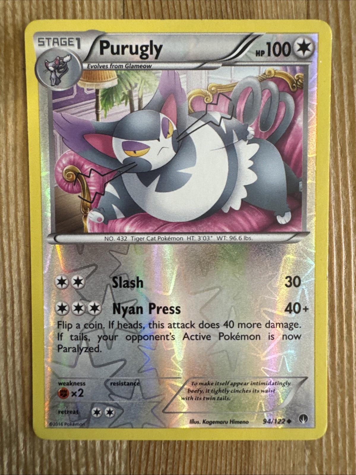 Purugly 94/122 XY Breakpoint REVERSE HOLO Pokémon LP