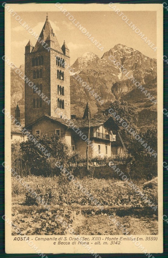 Aosta città Campanile di Sant'Orso cartolina MT2878