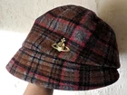 Vivienne Westwood Orb Plaid Bucket Hat Beret Brown Check Size M Made in Japan