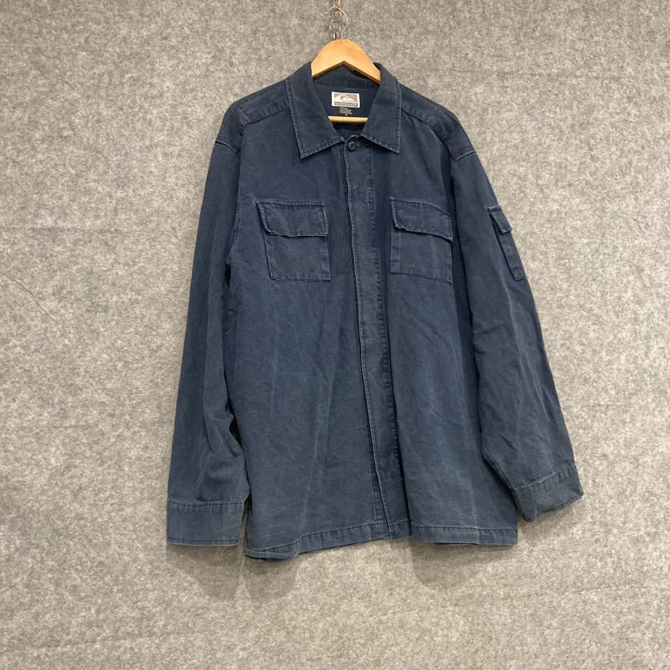 VINTAGE Quiksilver Shirt Mens Size XL Cotton Washed Blue Overshirt 49015 - Image 2 of 4
