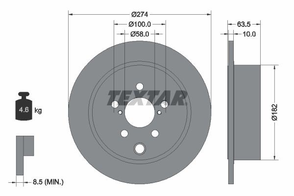 Textar Bremsscheiben Textar PRO Ø 274Mm Voll Beschichtet 92262003-image