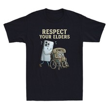 Respect Your Elders Retro Smartphone Technology Funny Meme Quote Men's T-Shirt