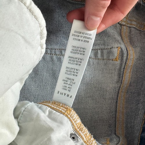 Pantalones de mezclilla con marco para hombre 34 L'Homme ajustados molino de agua desteñidos modernos elásticos de diseñador - Imagen 4 de 6