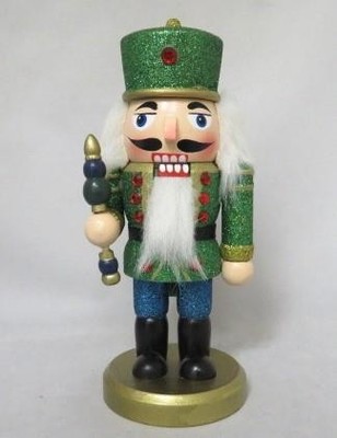 Vintage Bloomingdale's Dept Store : GREEN METALLIC 8'' NUTCRACKER Christmas (EX)