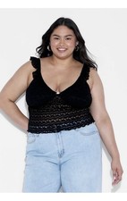 Wild Fable Lace Tank Top Women s Medium Black Femme Stretch Sleeveless