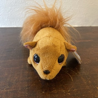 Fuzzee Tails  Nutty  Brown Squirrel Plush 6    Big Eyes   Fluffy Tail