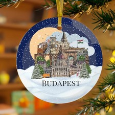 Budapest Christmas ornament, Illustrated Hungary ornament, Budapest Christmas