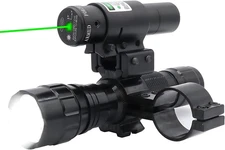 Tactical Flashlight Green Dot Sight Scope Combo with Rings Mount Green,White 