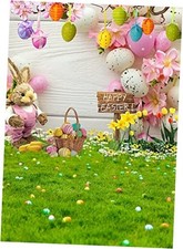 Easter Backdrop Spring Floral Backdrop Colorful Eggs Wood Floor 5x7ft