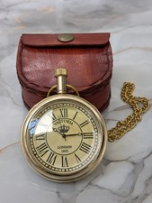 Antique Brass Pocket watch Victoria 1875 vintage with Leather Box Occasion Gift