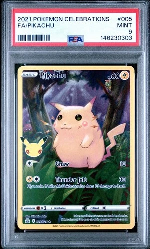 PSA 9 MINT PIKACHU Celebrations #005 FULL ART Pokemon Card 5/25 TCG